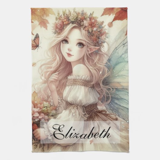 Vintage Herbstsaat mit Herbstblättern Geschirrtuch (Vertikal)