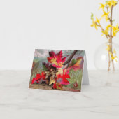 Vintage Herbstsolstice-Grußkarte mit Blätter Karte (Gelbe Blume)