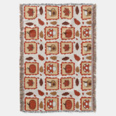 Vintage-Herbststempel-Muster Decke (Vorderseite Vertikal)