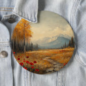 Vintage Herbstwiesen-Malerei Mohnblumen Button (Beispiel)