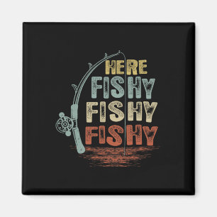 Vintage Here-fishy-Shirt Lustiger Angel Magnet