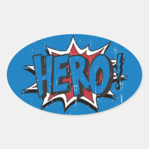 Vintage-Hero-Kunst Grafik Superhelden Kunst Ovaler Aufkleber