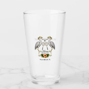 Vintage Heron Badminton Club Personalisiert Glas