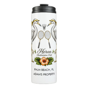 Vintage Heron Badminton Club Personalisiert Thermosbecher