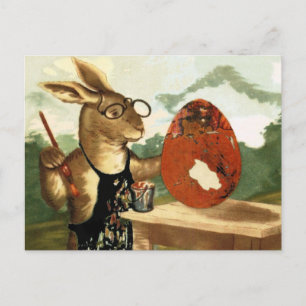 VINTAGE HERR HASE EIERMALEREI POSTKARTE