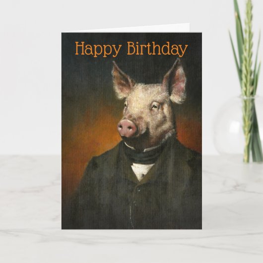 Vintage Herr Pig Birthday Card Karte (Vorderseite)