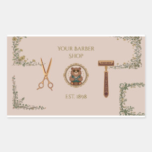 Vintage Herrenfriseur Geschäftskarten Rechteckiger Aufkleber