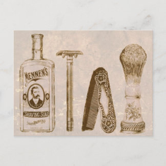 Vintage-Herrenrasiererset Rasierer Postkarte