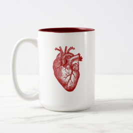 Vintage Herz-Anatomie Zweifarbige Tasse
