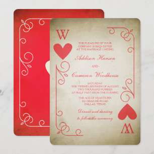 Vintage Herz-Ass-Hochzeit Einladung