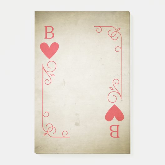 Vintage Herz-Ass Post-it Klebezettel (Vorderseite)