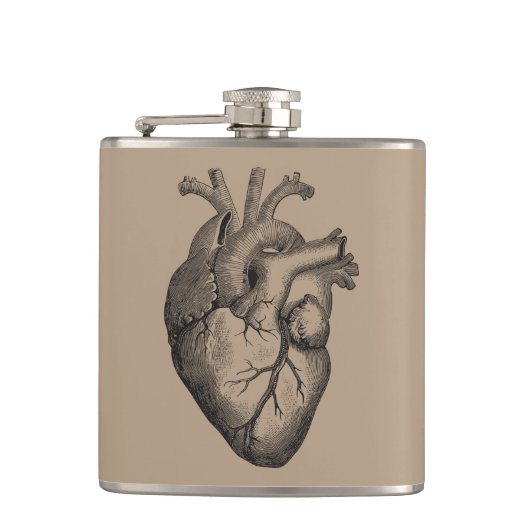 Vintage Herz-Illustration Flachmann (Vorderseite)