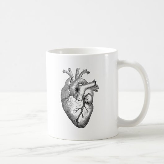 Vintage Herz-Illustration Kaffeetasse (Rechts)