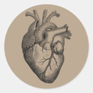 Vintage Herz-Illustration Runder Aufkleber