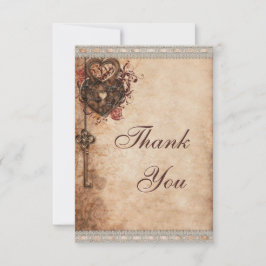 Vintage Herz-Lock & Key-Hochzeit Vielen Dank Dankeskarte