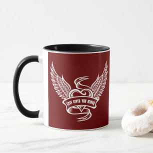 Vintage Herz mit Flügeln, Liebe gibt dir Flügel Tasse