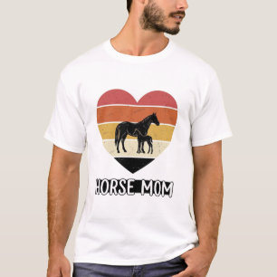 Vintage-Herz-Mutter-Pferd-Sonnenuntergangs-Design T-Shirt
