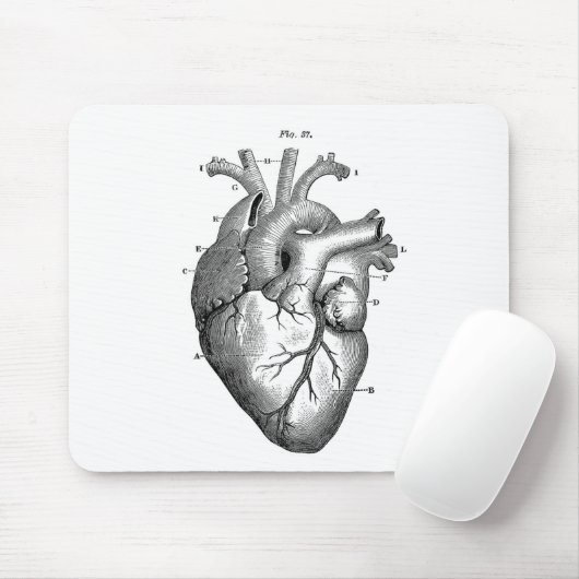 Vintage Herzanatomie | Anpassbar Mousepad (Mit Mouse)
