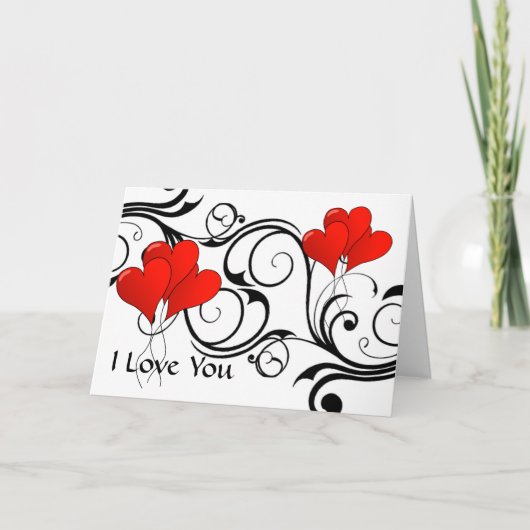 Vintage Herzballone - kundenspezifisch Karte (Vorderseite)