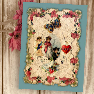 Vintage Herzen und Blume Valentine Postkarte