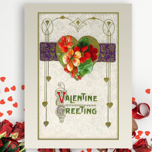 Vintage Herzen und Blume Valentine Postkarte