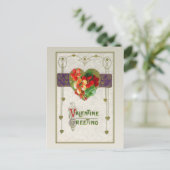 Vintage Herzen und Blume Valentine Postkarte (Stehend Vorderseite)