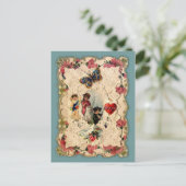 Vintage Herzen und Blume Valentine Postkarte (Stehend Vorderseite)