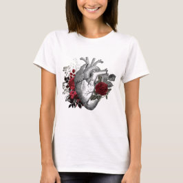 Vintage Herzerkrankung mit rote Rosen T-Shirt