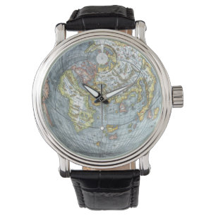 Vintage Herzförmige alte Weltkarte Peter Apian Armbanduhr