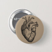 Vintage-Herzillustration Button (Vorne & Hinten)