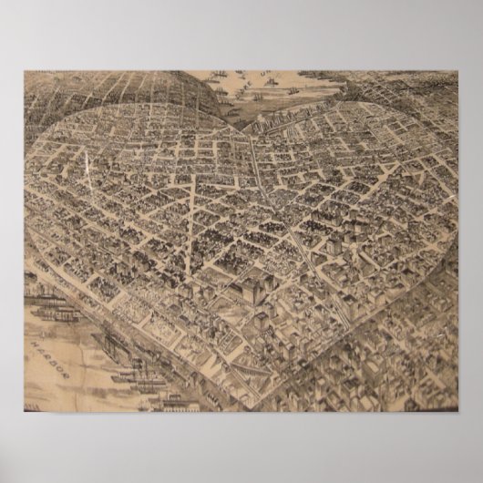 Vintage Herzkarte von Seattle (1905) Poster (Vorne)