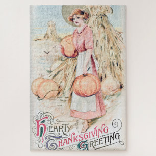 Vintage herzliche Thanksgiving-Grußkarte Puzzle