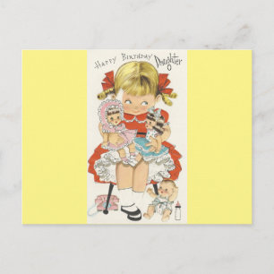 Vintage Herzlichen Geburtstag Tochter Mit Puppen Postkarte