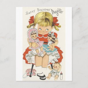 Vintage Herzlichen Geburtstag Tochter Mit Puppen Postkarte