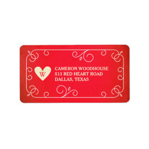 Vintage Herzmonogramm Adressaufkleber