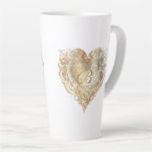 Vintage Herzmonogramm Gradient Tall Latte Tasse (Rechte Ecke)