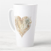 Vintage Herzmonogramm Gradient Tall Latte Tasse (Linke Ecke)