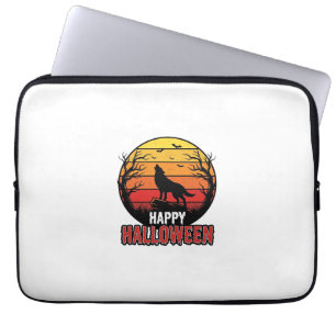 Vintage Heulender Wolf Frohes Halloween Vektor Des Laptopschutzhülle