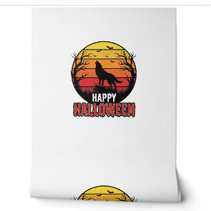 Vintage Heulender Wolf Frohes Halloween Vektor Des Tapete