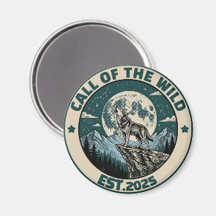 Vintage Heulender Wolf unter dem Vollmond in der W Magnet