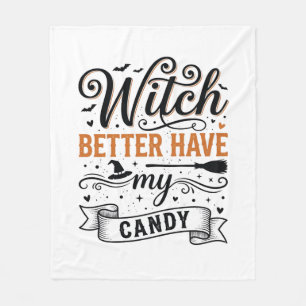 Vintage Hexe Besser Haben Mein Süßigkeiten Hallowe Fleecedecke