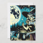 Vintage Hexe, die ein Cauldron-Halloween-Party umr Einladung (Vorderseite)