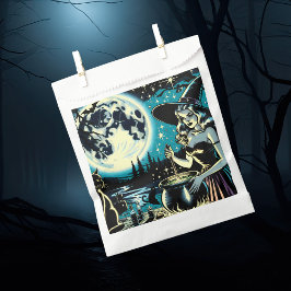 Vintage Hexe, die ein Cauldron-Halloween-Party umr Geschenktütchen