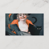 Vintage Hexe, die Nahrung für ihre Katze Visitenkarte (Rückseite)