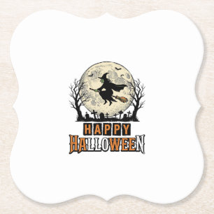 Vintage Hexe Frohes Halloween Vektordesign_1 Untersetzer