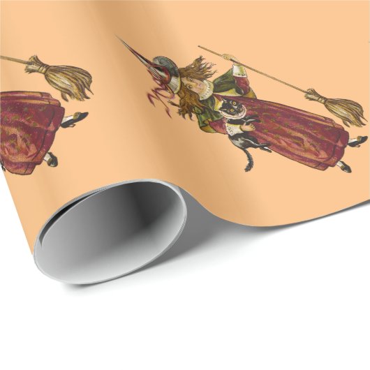 Vintage Hexe Geschenkpapier (Rolleneckpunkt)