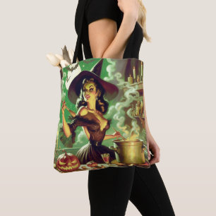 Vintage Hexe Halloween Pin-Up Tasche