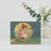 Vintage Hexe Halloween Postkarte (Stehend Vorderseite)