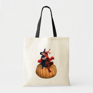 Vintage Hexe-Halloweentrick-oder -Leckerei-Tasche Tragetasche