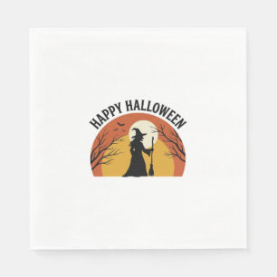 Vintage-Hexe Happy Halloween-Shirt-Design_1 Serviette